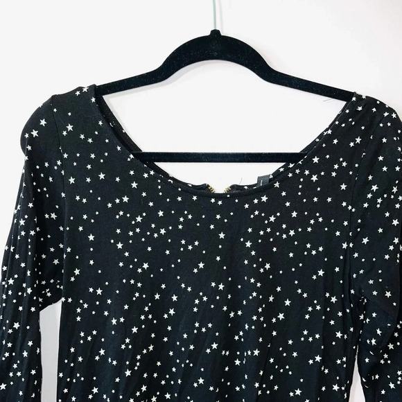Zara Basic Evening Black & White Star Print Zip Back Tunic Top Medium Women’s - Picture 3 of 10